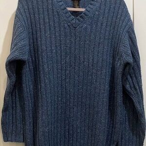 Dex Men's XL merino blend Heathered Blue V-Neck Sweater